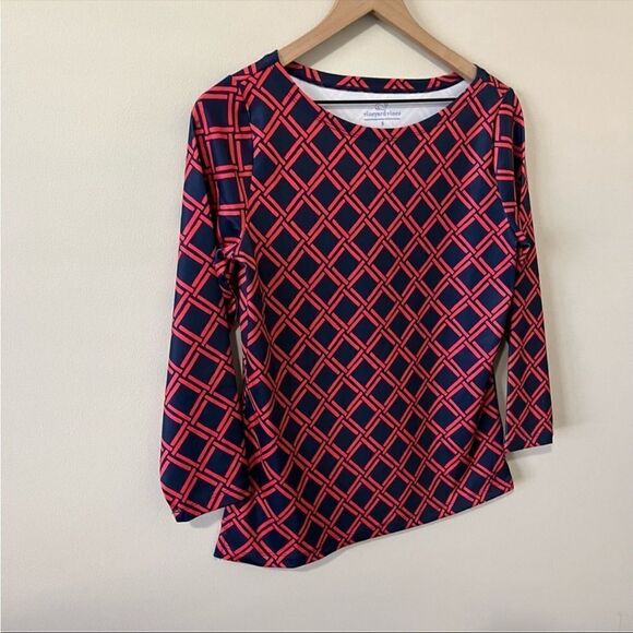 Vineyard Vines Printed Sankaty Boatneck Simple Tee Deep Bay Geo - Picture 2 of 16